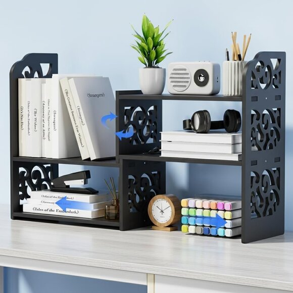 Accessories - Desk Shelves Desktop Orgnizer Shelf-Black Office Organization for Top of Adjusta